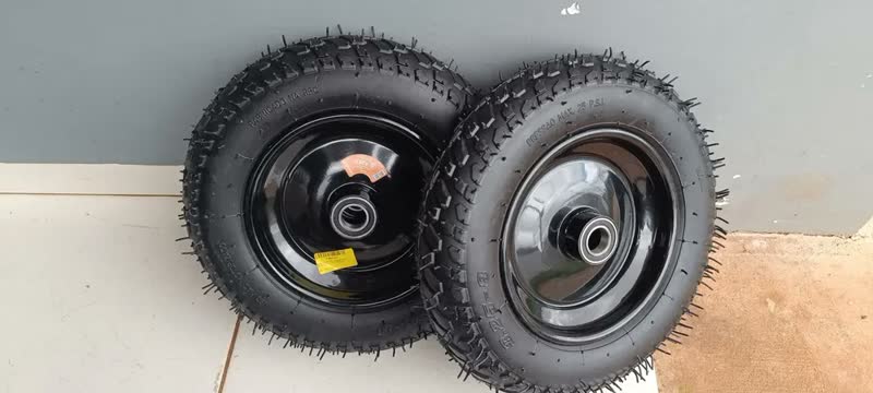foto de Roda Carrinho Mão Carga Carriola Rolamento Eixo Aro 3,25x8 Preto