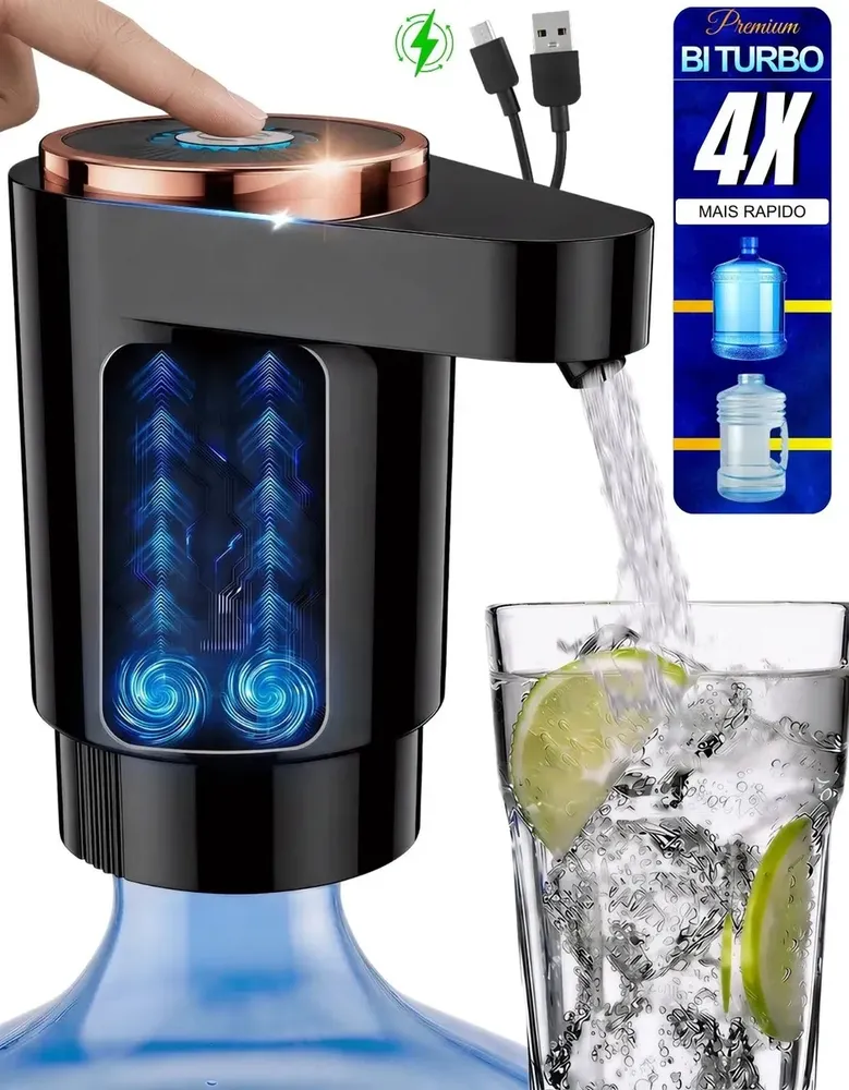 Bomba Agua Elétrica Usb Recarregável Para Galao Dispenser Automatico Touch Portatil Agua Mineral Garrafao Sem Fio Cozinha Empresa Camping Viagem Rapido Silencioso