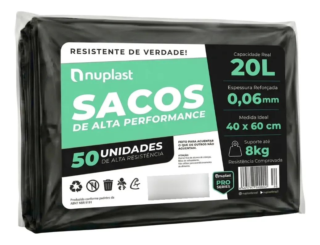 Saco De Lixo 20 Litros Reforçado Banheiro Escritório Nuplast