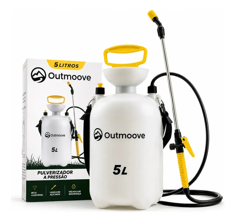 foto de Pulverizador jardim manual costal Compressão Prévia Outmoove 5 litros Bico Ajustável para Jardinagem Limpeza lavação