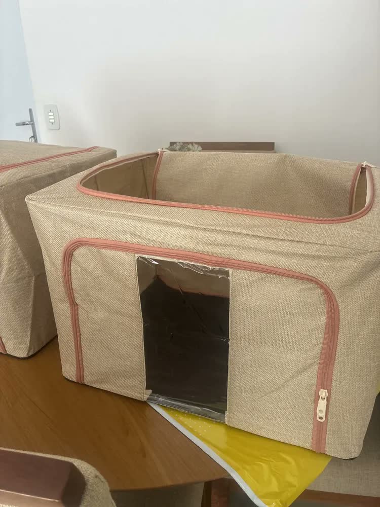 foto de Caixa Organizadora Lençol Toalhas Edredom Coberta Calças Camisas Cobertor Coberta Manta Edredon Organizador Roupa de Cama Closet Dobrável Inteligente Colmeia Organizar Guarda Roupa Portátil Cor Bege