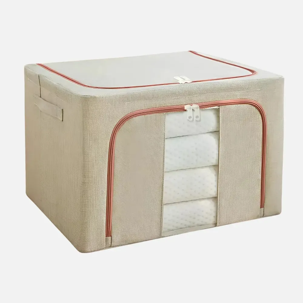 Caixa Organizadora Lençol Toalhas Edredom Coberta Calças Camisas Cobertor Coberta Manta Edredon Organizador Roupa de Cama Closet Dobrável Inteligente Colmeia Organizar Guarda Roupa Portátil Cor Bege