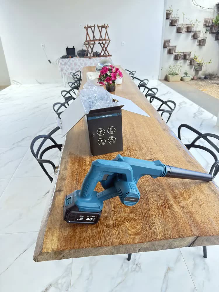 foto de Soprador Elétrico Aspirador De Pó Portátil Sem Fio 2 Em 1 Profissional Recarregável 48V Alta Potência Turbo Com 2 Baterias De Lítio Para Limpeza Casa Jardim Folhas Garagem Varanda Quintal