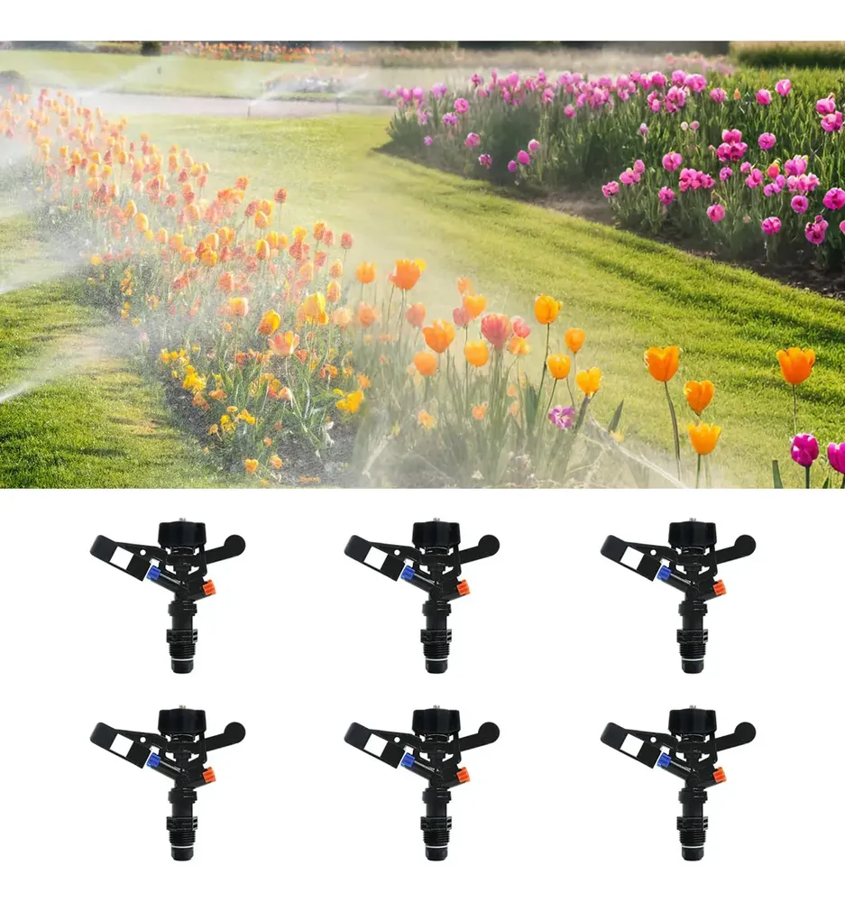 Kit 6 Aspersor Irrigação Jardim Irrigador Impacto Pasto Horta G1/2