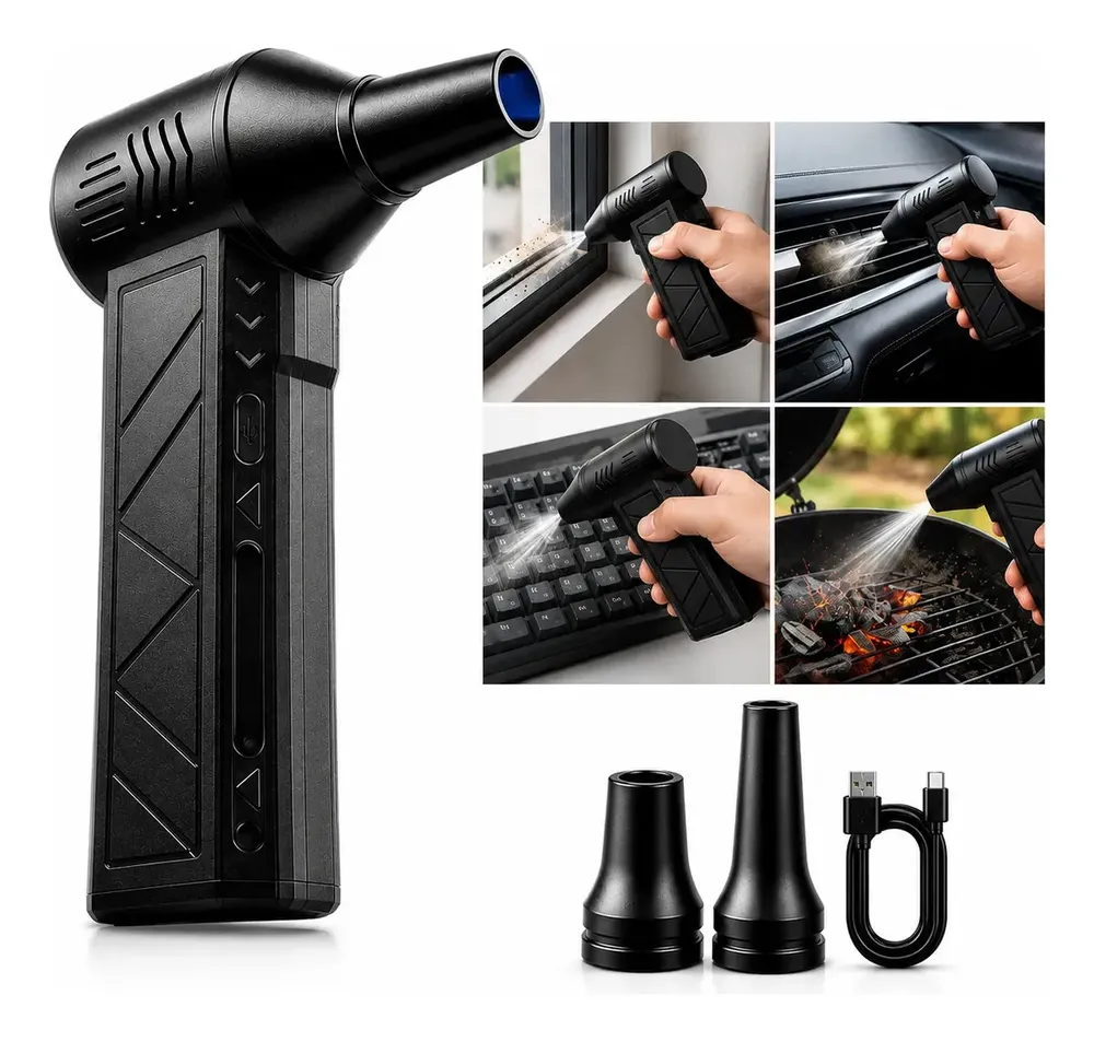 Mini Ventilador Soprador Ar Turbo 130000rpm Sem Fio Recarregável Usb 3 Níveis Jato Forte Portátil Multiuso Limpeza Teclado Carro Acende Churrasqueira Marca Woosh